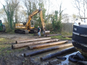 JCB and Rollers in place, 69.M about to leave the lake, Gerry Burke in picture